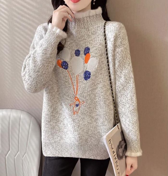 Autumn and Winter Women's Turtleneck Chenille Sweater Fashion Color Thickening Bottoming Shirt Loose Plus Size Sweater