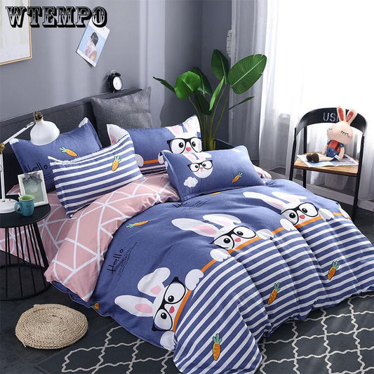 Cover Set Cartoon Single Bed Duvet Bedding Sweet Dream for Kids Girls 3/4pcs Colorful