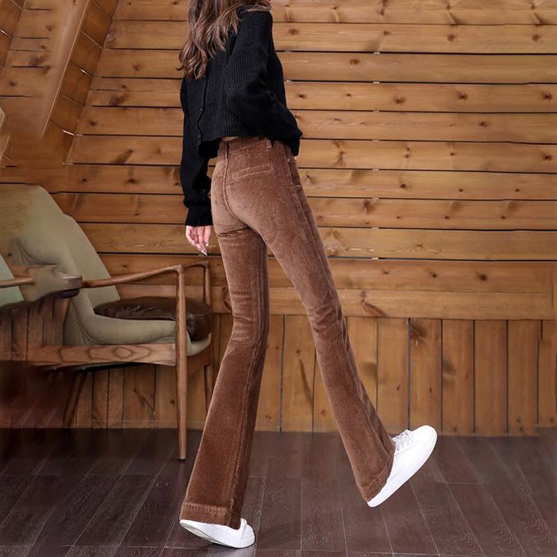 Spring-autumn-winter Corduroy Wide-leg Pants Flared Pants Women's High-waist Slimming Slim Corduroy Trousers