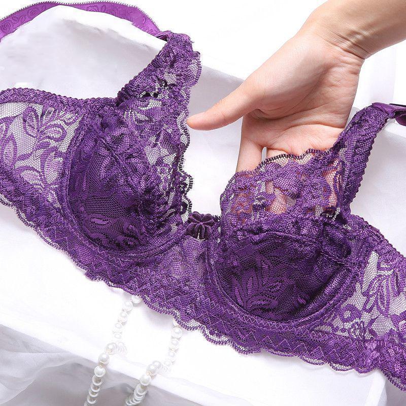 Lace Bra Ultra-thin Sexy Ladies No Sponge Comfortable Underwear Gather and Close Breast Bra Large Size Bra Sexy Underwear