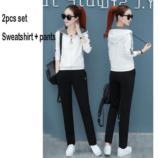 Spring And Autumn Women 2pcs Set Wild Long Sleeve Casual Sweatshirt Set Large Size