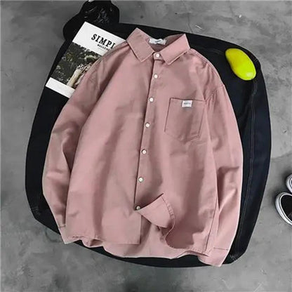 Spring and Autumn Shirts Men's Korean Trend Shirts Simple Inch Shirts Casual Bottoming Shirts Jacket Tops