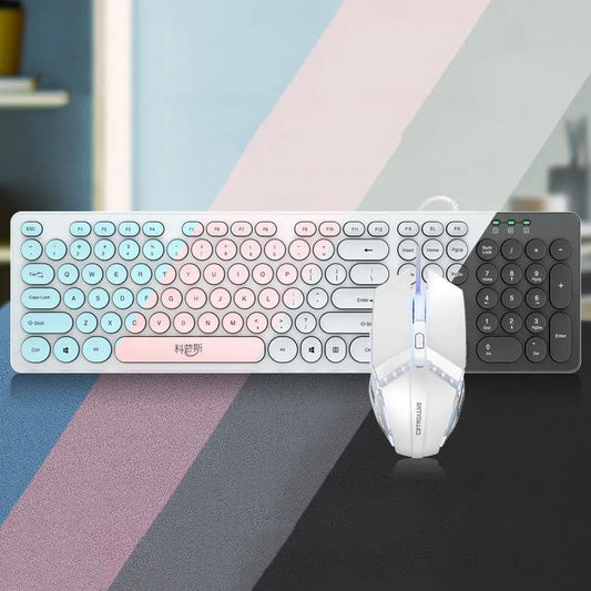 Mute Keyboard and Mouse Set Manipulator Feel Wired Laptop Usb Office Home Keyboard and Mouse Set