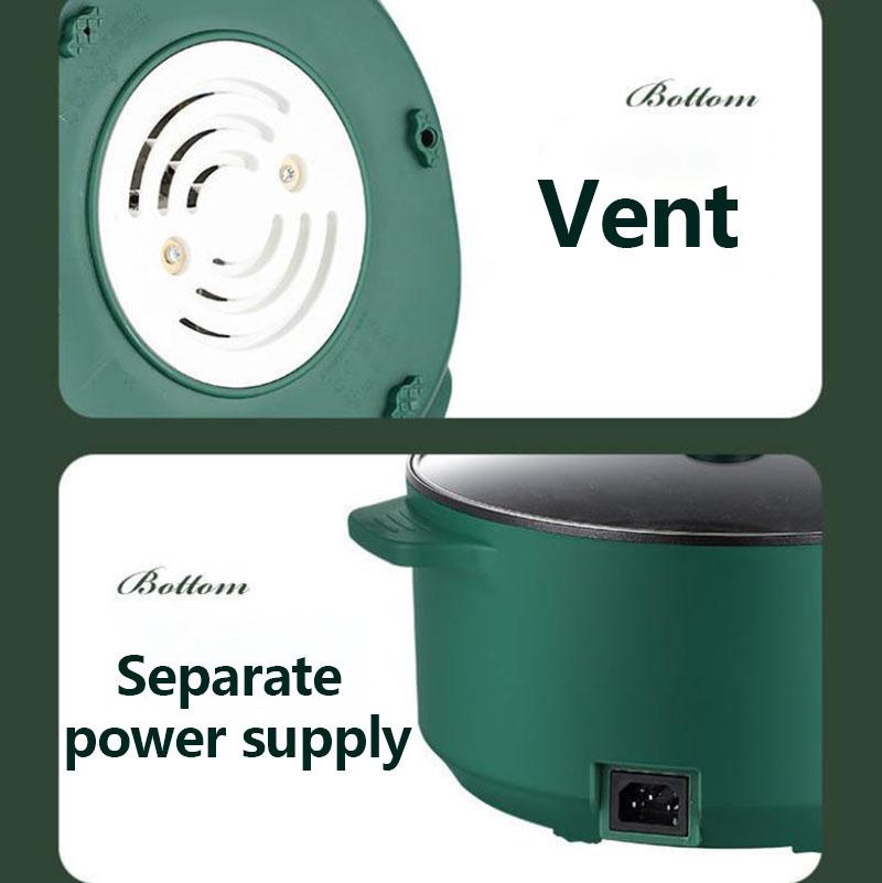 1000W 28cm Smart Electric Heat Pot Set Boiling Soup Pot Non-stick Cookware with 1 Steamer for Family