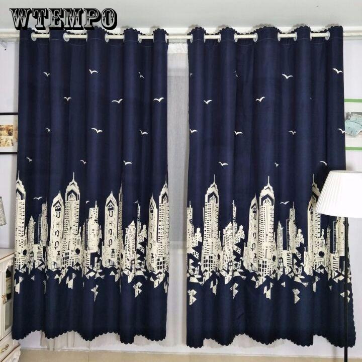 Pastoral Printed Blackout Curtains Window Blinds Drapes Living Room Decor