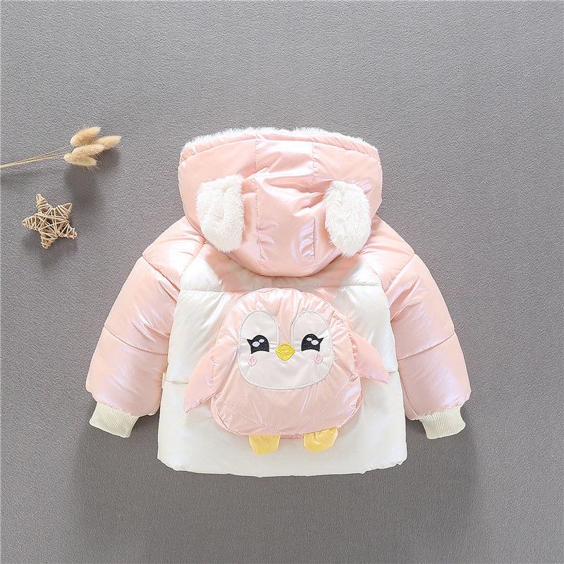 Girls Plus Fleece Padded Jacket Warm Hooded Windproof Winter Outfit