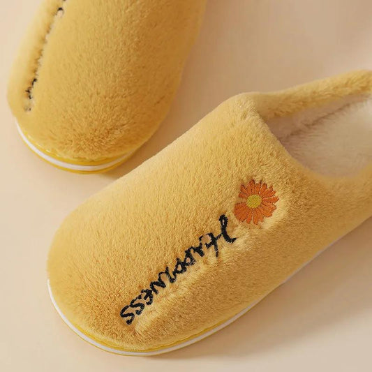 Autumn and Winter Pure Cotton Slippers Indoor Non-slip Soft-soled Shoes Warm Simple Plush Cotton Shoes