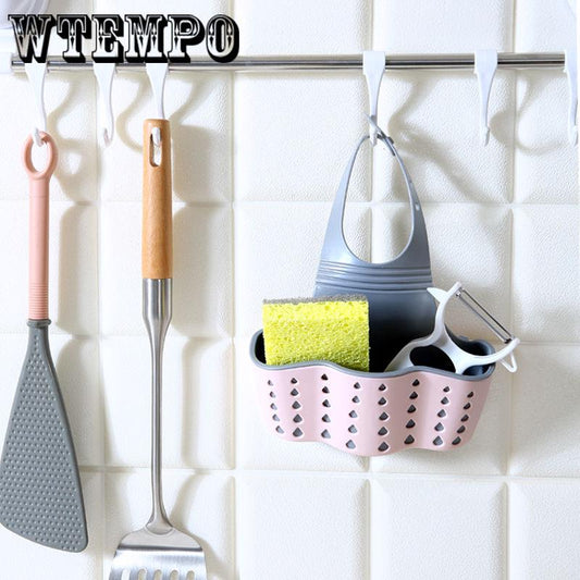 Convenient Suction Cup Sink Shelf Sponge Drain Rack Kitchen Sucker Storage Hanging Basket