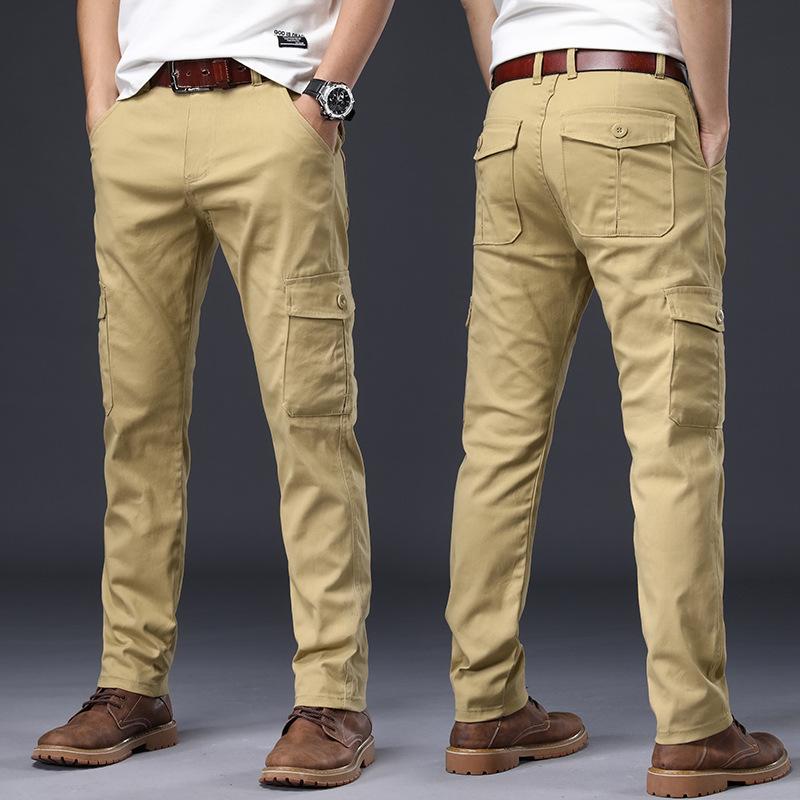 Men's Cargo Pants Elastic Straight Fit Loose Comfort 6 Pocket Youth Kargo Jogger