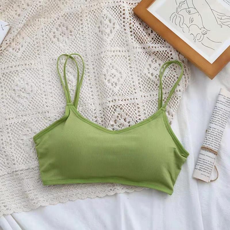 Cross Style Beautiful Back Suspender Vest Gathered Wrap Chest Rag Top Backing Anti Light Hand Holding Girl's Solid Color Bra
