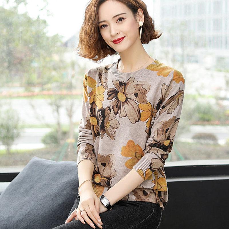 High-end Women Sweater Winter O-neck Knit Pullover Oversized Printed Wool Sweater  Thick Warm Jumper Tops Outwear or Bottoming