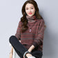 Autumn and Winter Plus Velvet Thick Sweater Knitted Loose Large Size Base Shirt High Neck Warm Female Sweater