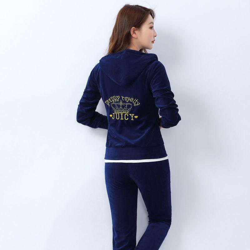 2pcs/set  Spring/Fall  Women's Velvet Fabric Tracksuits Velour Suit Women Track Suit Hoodies and Pants 2 Piece Set Outfits Sportswear