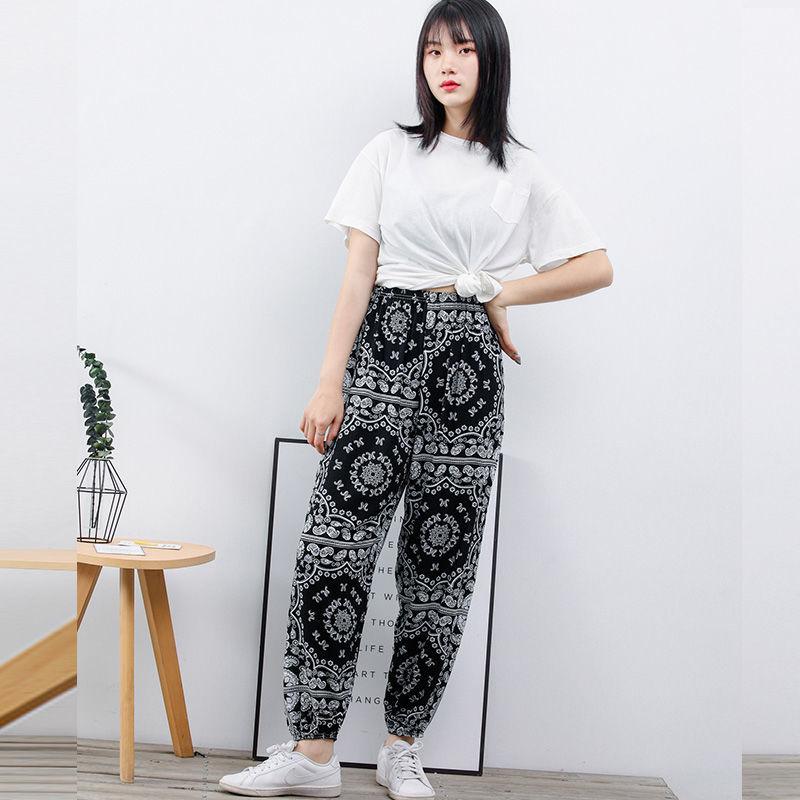 Ladies Pants Wide Leg Bloomers Summer Loose Thin Style Home Casual Pants Trendy Cool Big Size Beach Pants