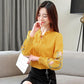 Embroidery Flowers Women Shirts Tops Long Sleeve Casual Chiffon Blouse Stand Collar Plus Size Shirt