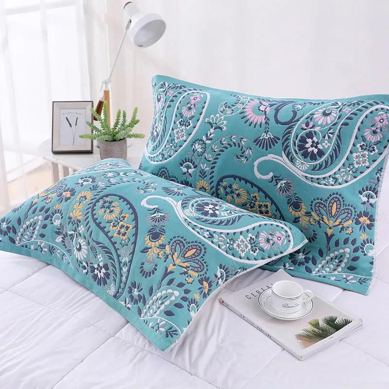 High-end Simple European Style Cotton Thickened Lattice To Increase Breathable Couple Pillow Towel Eight Layers of Pure Cotton Gauze Pillow Towel