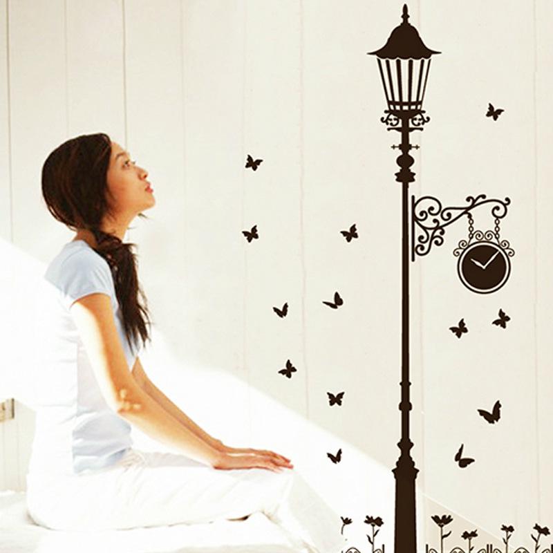 cartoon romantic room decoration removable TV background wall romantic street light stickers