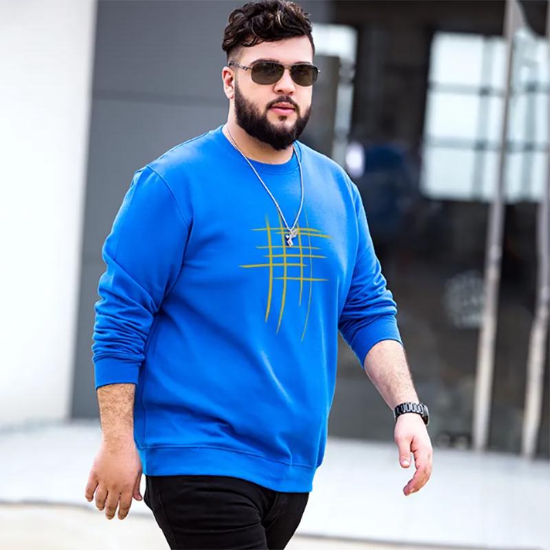 Autumn/winter Cotton Thick Plus Size Men's Sweater Plus Fertilizer To Increase Loose Casual Warm Long-sleeved Sweatshirts
