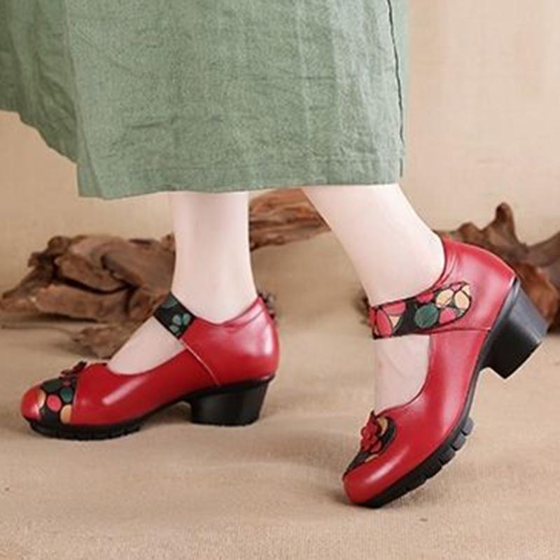 Sandals Women's Summer Fashion Outer Wear Soft Leather Mid-heel Sandals Ladies Sandals Mother Shoes Casual Sandals