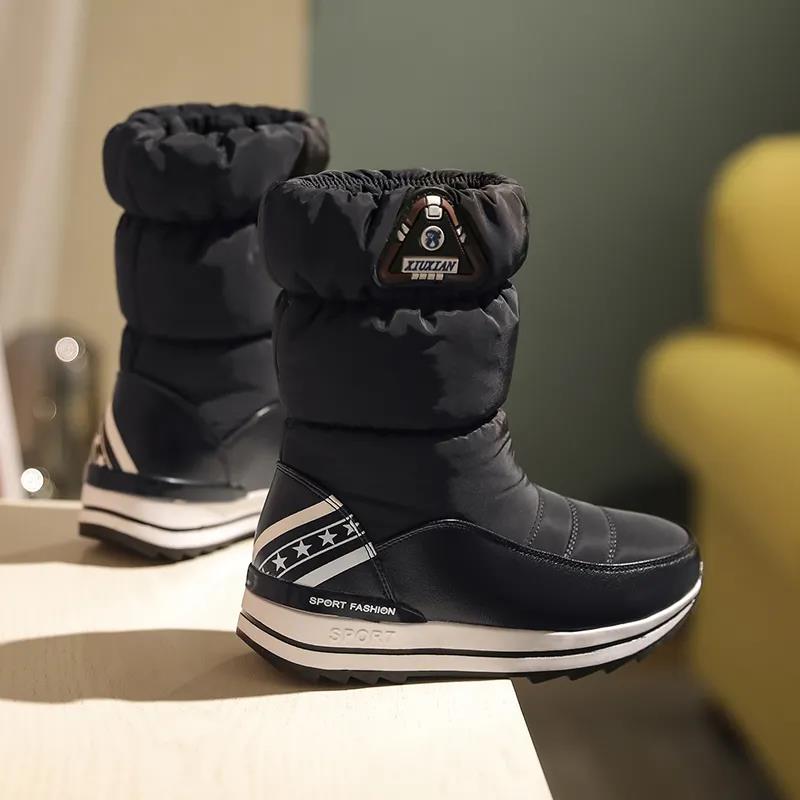 Ski Boots Women Winter Outdoor In The Tube Waterproof Non-slip Travel Snow Boots Plus Velvet Warm Plus Size Boots