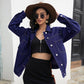 Autumn Jane Wear Denim Jacket Cardigan Top, Fashionable Loose and Thin Lapel Long-sleeved Denim Jacket