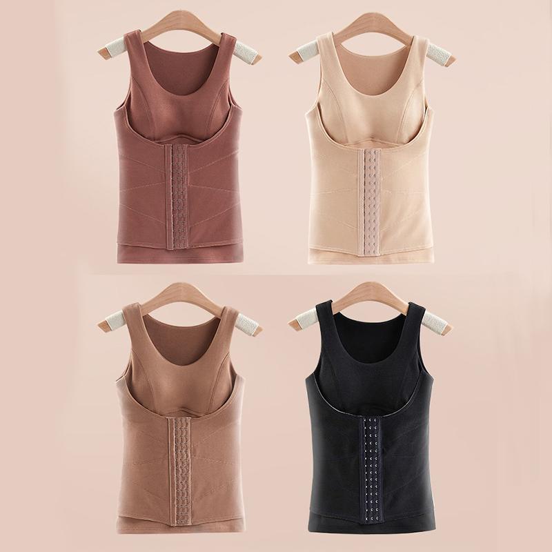 Shaped Underwear Women Thermal Wear Shaper with Bra Sexy Winter Clothing Heavy Compress Thermal Crew Neck Velvet Women Vest