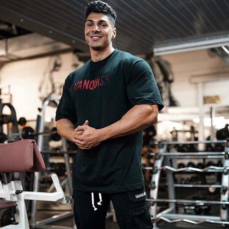 Sports Fitness Plus Size Short-sleeved T-shirt Men's Running Casual Cotton Workout Clothes