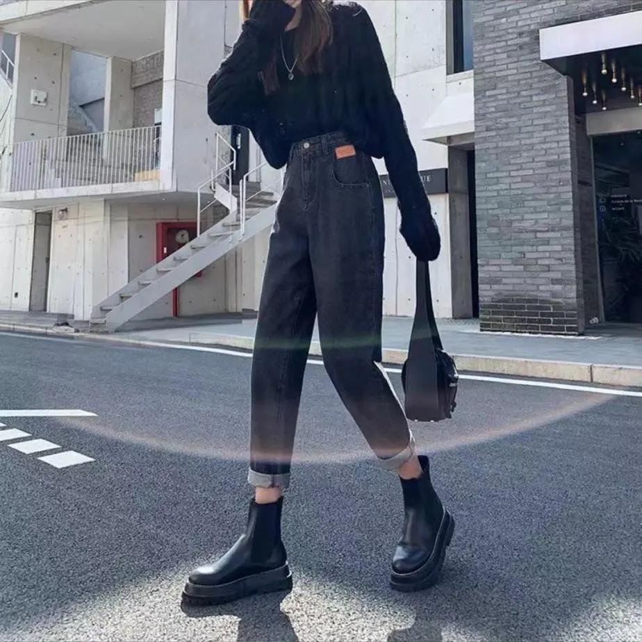 High Waist Loose Radish Jeans Female Harlan Straight Super Thin Old Pants