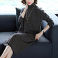 Autumn Winter Loose Knit Dress Female Long Plus Size Sweater Dress Turtleneck  Pullover Sweater Dress with Pockets
