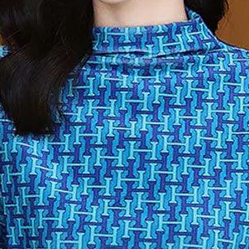 Bottoming Shirt Women's Spring and Autumn Thin Print Slim Half Turtleneck Letter Top T-shirt