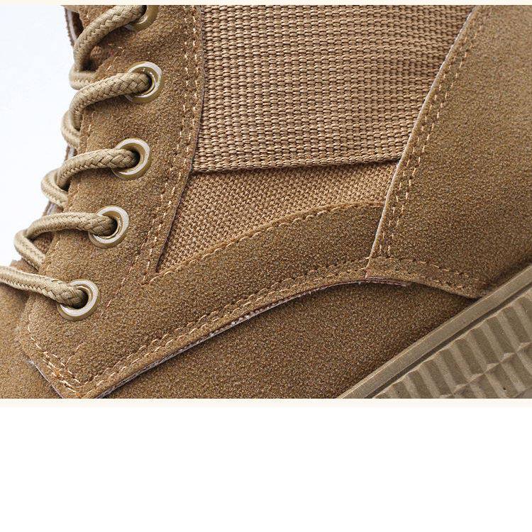 High Top Mens Martin Boots Solid Army Boots Flock Rubber Winter Men's Ankle Boots Shoes