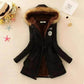 WTEMPO Fleece Hooded Cotton-padded Jacket Women's Waist Lamb Velvet Student Cotton-padded Jacket with Woolen Collar Padded Jacket