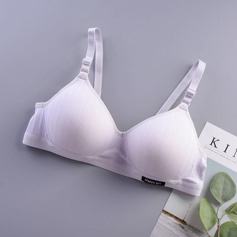 Pure Cotton Threaded Girl Underwear Student Bra High School Developmental Thin Section Without Steel Ring Gather Stereotype Bra