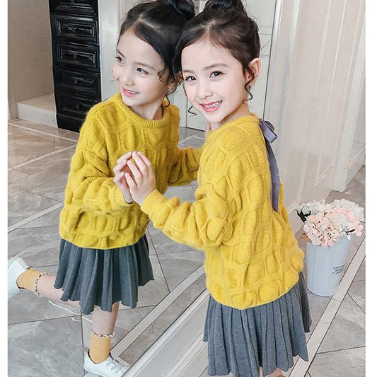 Children's Spring and Autumn Clothes Loose Casual Sweater Long Sleeve Round Neck Outwear Coat