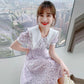 French Small Fresh and Age-reducing Floral Dress Summer Sweet Temperament Waist Waist Chiffon Dress Ladies A-line Skirt Waist Is Thin