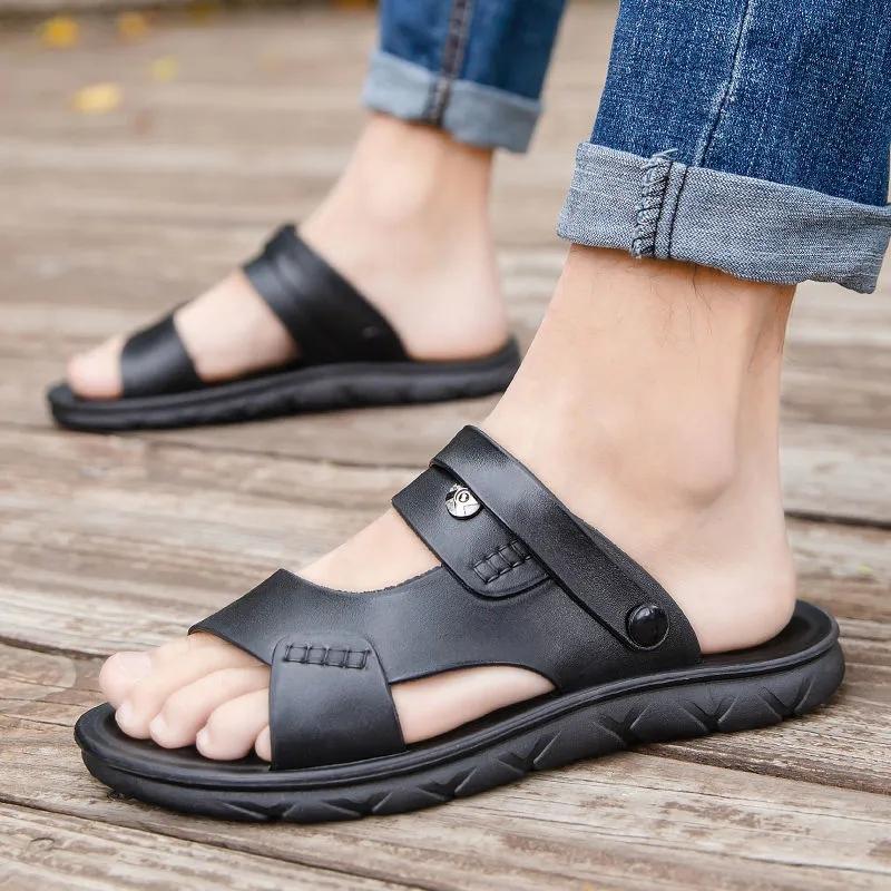Summer Men's Flat Sandals Large Size Non-slip Deodorant Indoor Slippers Outdoor Casual Beach Sandals