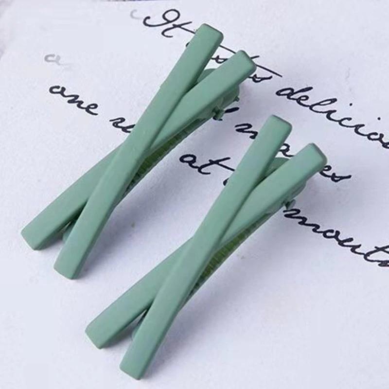 Candy-colored Frosted Hairpin Simple and Cute Cross-side Clip Girl Word Clip Bangs Clip Children's Hairpin Hair Accessories