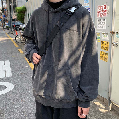 Solid Color Hooded Plus Velvet Sweater 2021 Spring and Autumn New Men's Loose Hoodie Coat