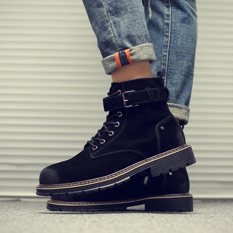 Men's Martin Boots Casual Shoes Men's Retro Leather Shoes Men Ankle Boots British Style Boots