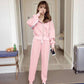Women Spring Autumn Long Sleeve Slim Hooded Sweater Sportswear Loose Casual Pants Two Piece Set