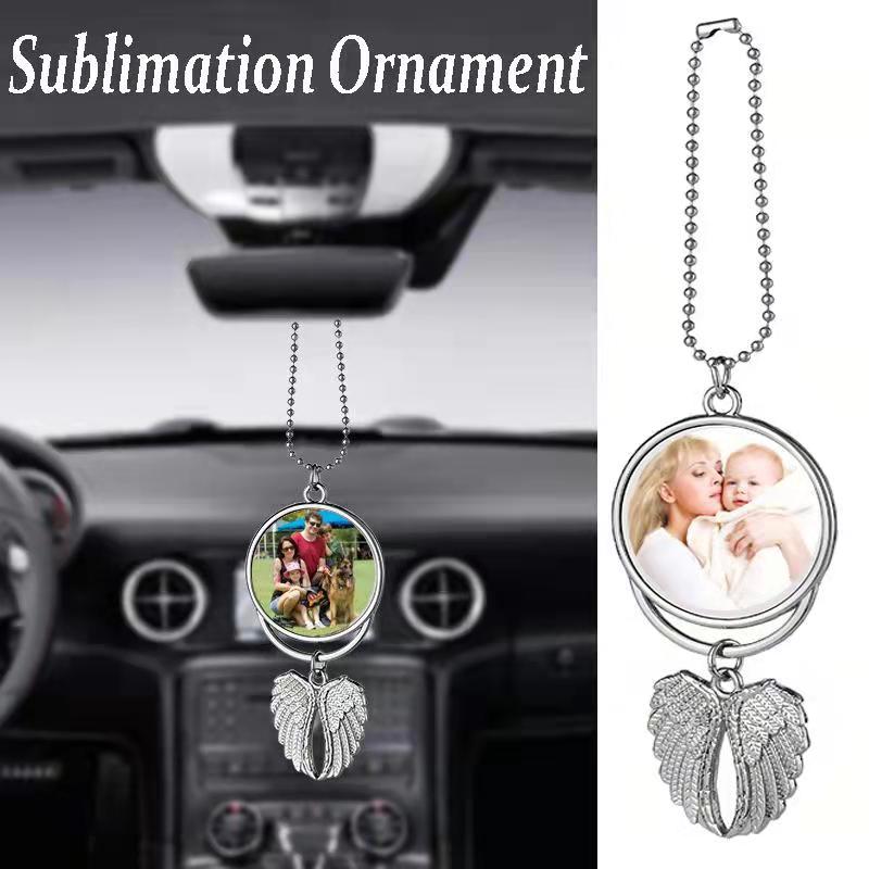 Sublimation Heat Transfer Personalized Angel Wings Pendant Car Interior Pendant, 2 Sided Photo Keychain, Memorial Keychain, Memory Gift