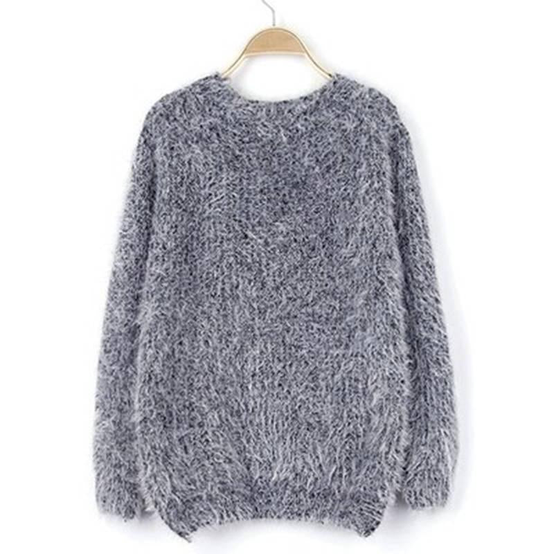 New Women's Sweater Loose Mohair Round Neck Pullover Bottoming Sweater Sweater Women's Head