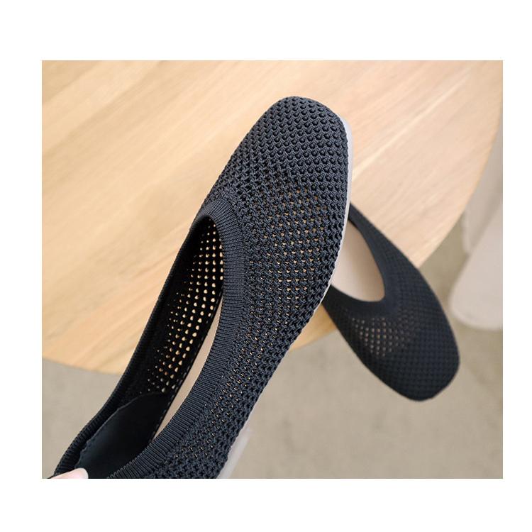 Fangtou Granny Shoes Women's New Soft Soled Hollow Out Casual Shoes Flat Sole Single Shoes