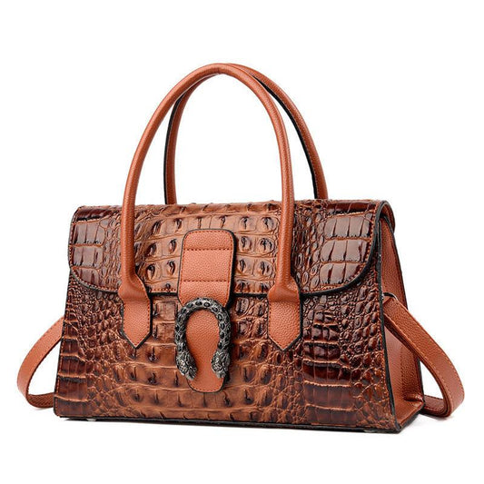 Women's Bags High-end Crocodile Pattern Leather Handbags Shoulder Messenger Bags Middle-aged Women's Mother Bags