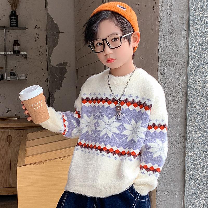 Boys and Girls Sweaters Autumn and Winter Children's Clothing Thickened Warm Bottoming Sweater Knitted Sweater