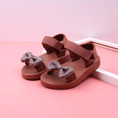 Children's Sports Sandals Girls' Sandals Summer Soft Soles Big Children's Bows Little Princess Beach Shoes