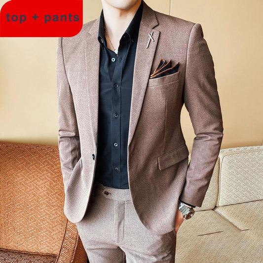 Spring and Autumn Men's Suit Business Casual Wear Youth Trend Slim Suit Groom Best Man Wedding Dress
