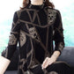 Large Size Casual Long-sleeved Dress Literary Retro Loose Long Skirt All-match Hal Turtleneck Sweater