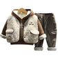Boys Plus Velvet Padded Suit Autumn and Winter Baby Lamb Cashmere Vest Three-piece Children's Winter Clothing Trend Cute Cotton Clothing