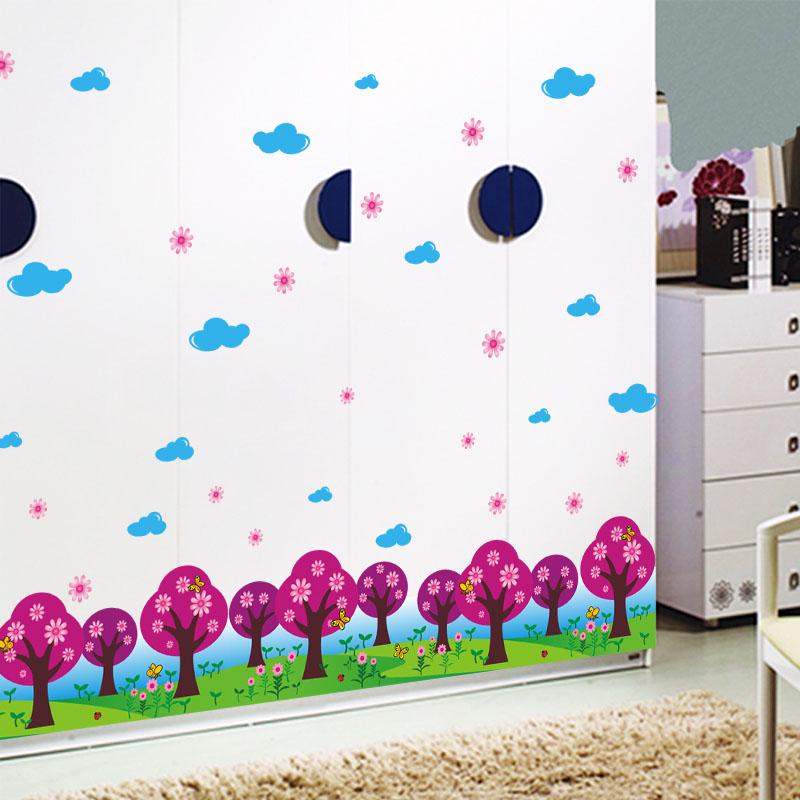 [Wall sticker ]The Forest Under Clear Sky Decorative Wall Decals Pvc Murals Tv Background Home Decor